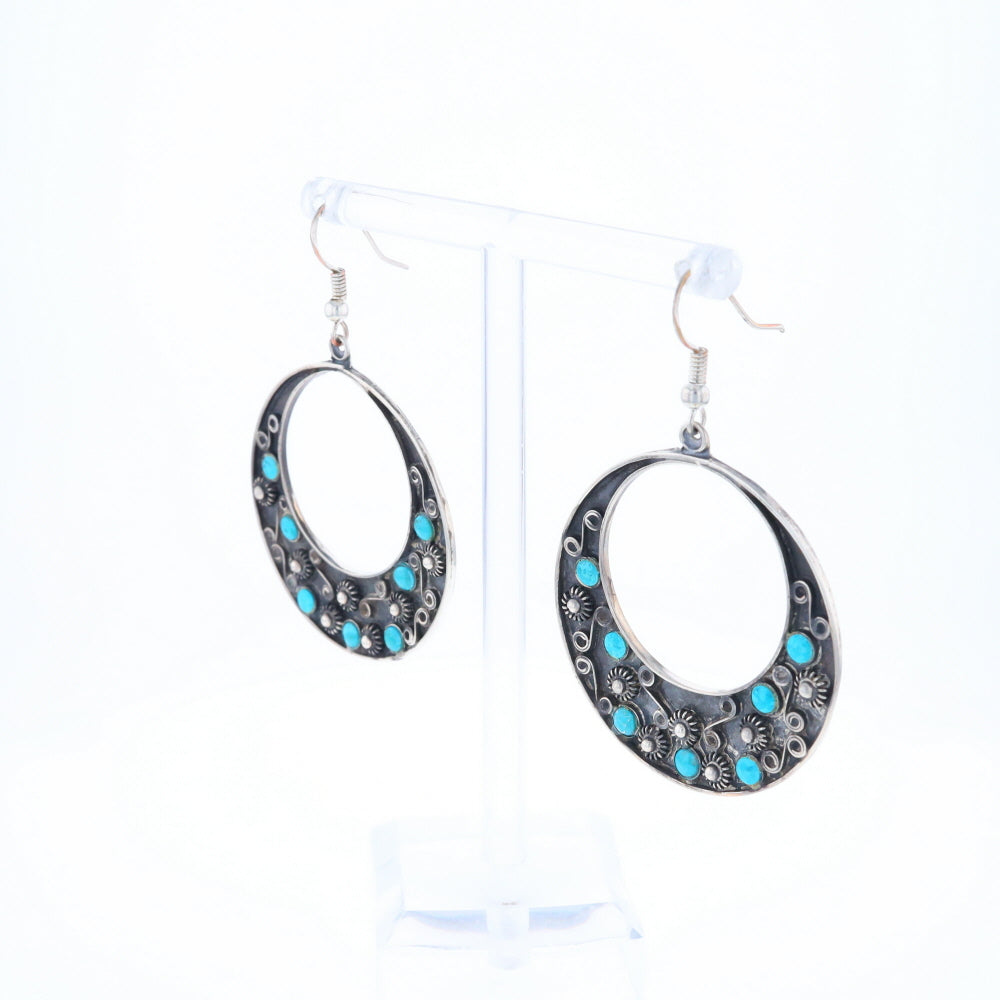 Floral Chrysocolla Hoop Earrings