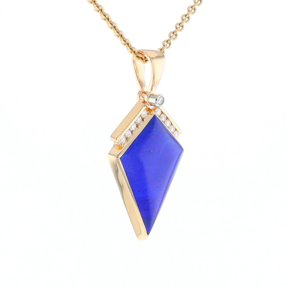 Lapis Kit Shaped Inlaid Pendant with 0.19ctw Diamonds