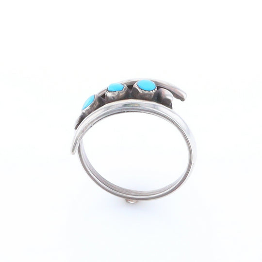 Round Turquoise Row Bypass Ring