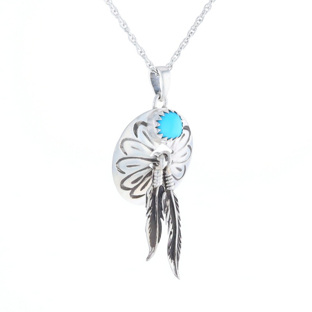 Turquoise Dream Catcher Feather Pendant