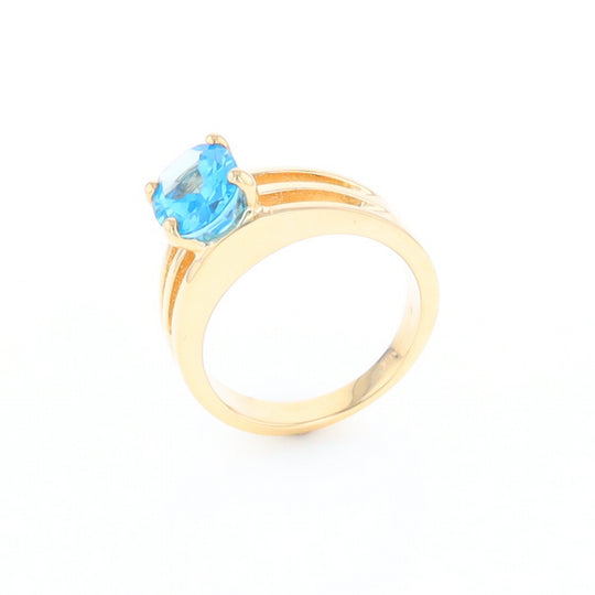 Split Shank Oval Blue Topaz Ring