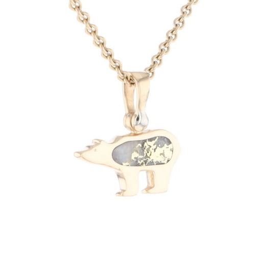 Gold Quartz Inlaid Polar Bear Pendant