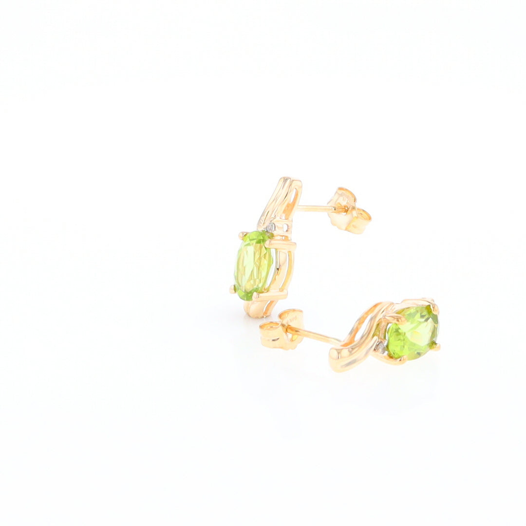 Peridot Ribbon Stud Earrings