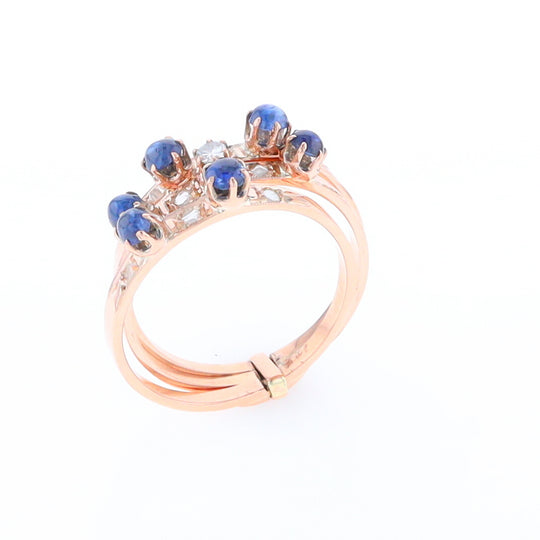 Vintage Sapphire and Diamond Stacked Trio Ring