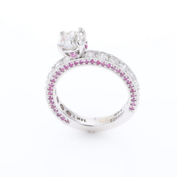 Diamond and Pink Sapphire Engagement Ring