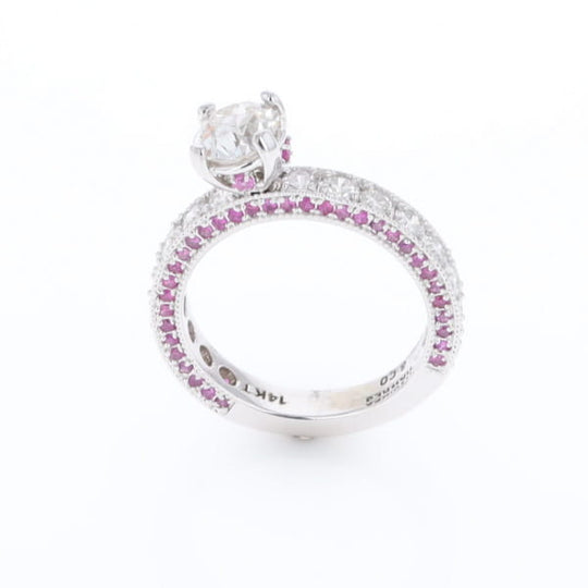 Diamond and Pink Sapphire Engagement Ring
