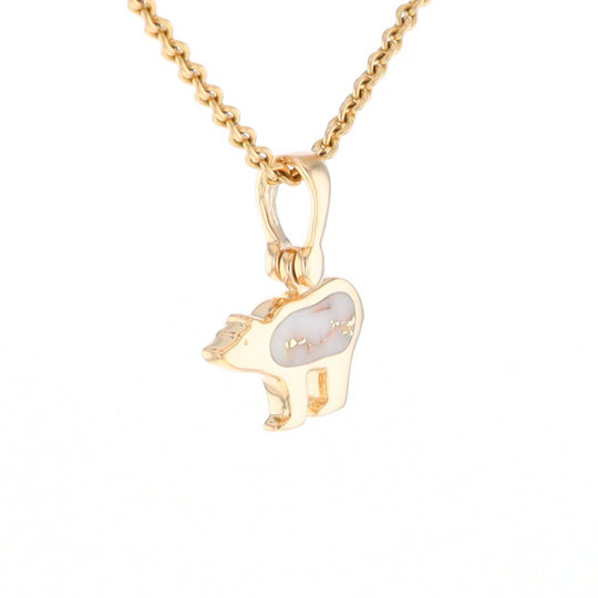 Gold Quartz Inlaid Polar Bear Pendant