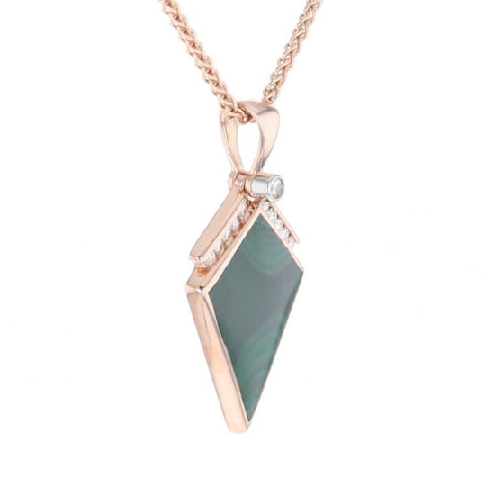 Malachite Kite Shape Inlaid Pendant with 0.19ctw Diamonds