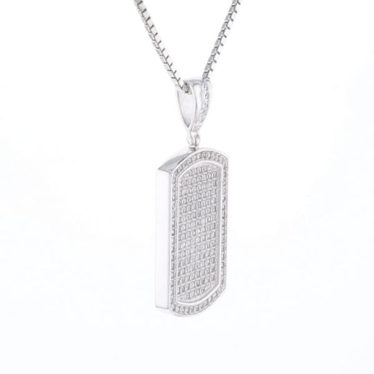 Cubic Zirconia Dog Tag Necklace