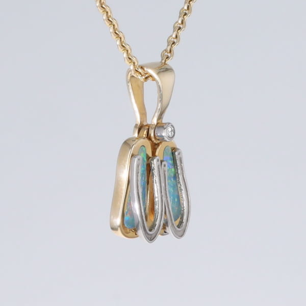 Opal Pendant Sandals Double Inlaid Design with .02ct Round Diamond