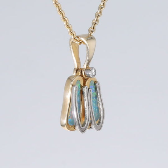 Opal Pendant Sandals Double Inlaid Design with .02ct Round Diamond