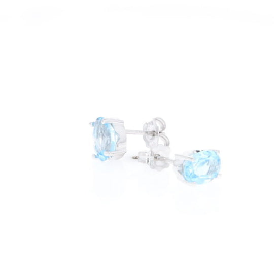 Oval Blue Topaz Stud Earrings