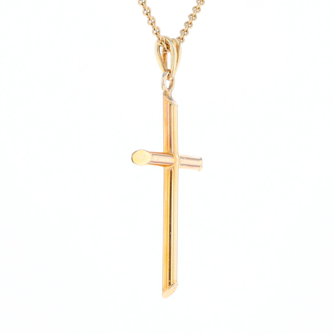 Beveled Edge Tube Cross Pendant