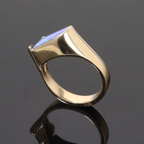Opal Rings Geometric Inlaid with Amethyst and .08ctw Diamonds