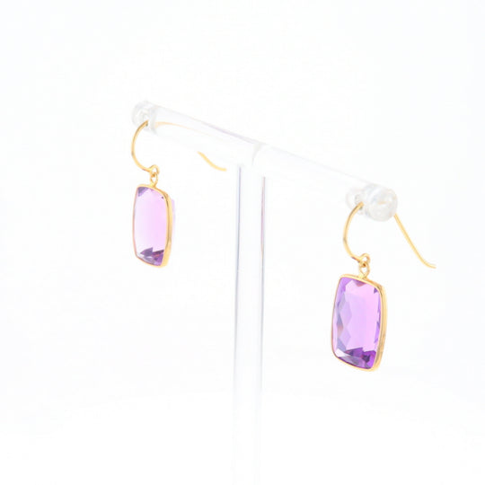 Solitaire Amethyst Dangle Earrings