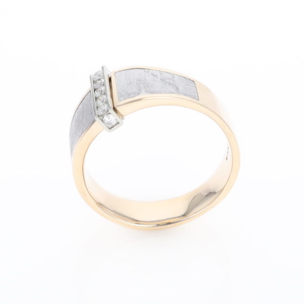 Meteorite Ring Double Sided Inlaid with .19ctw Round Diamonds