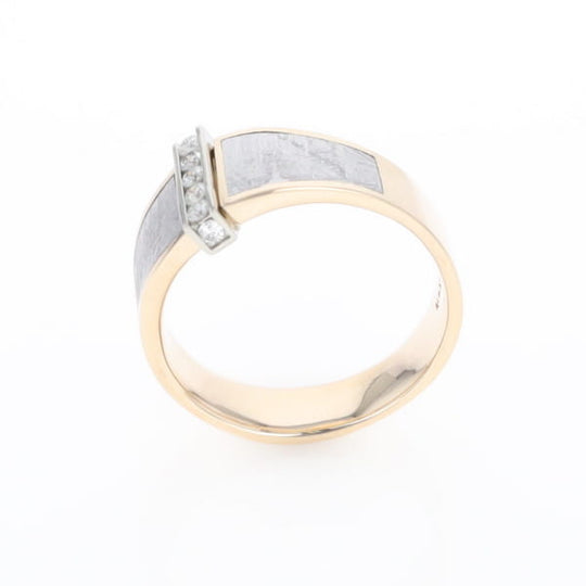 Meteorite Ring Double Sided Inlaid with .19ctw Round Diamonds