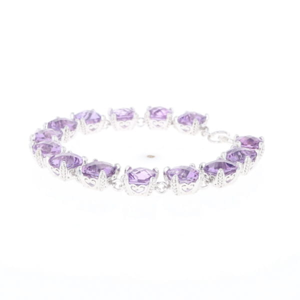 Amethyst Bracelet With Silver Filigree