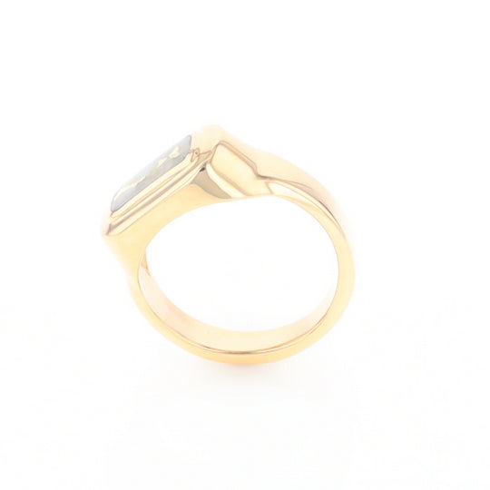 Gold Quartz Ring Oval Inlaid Design - G2