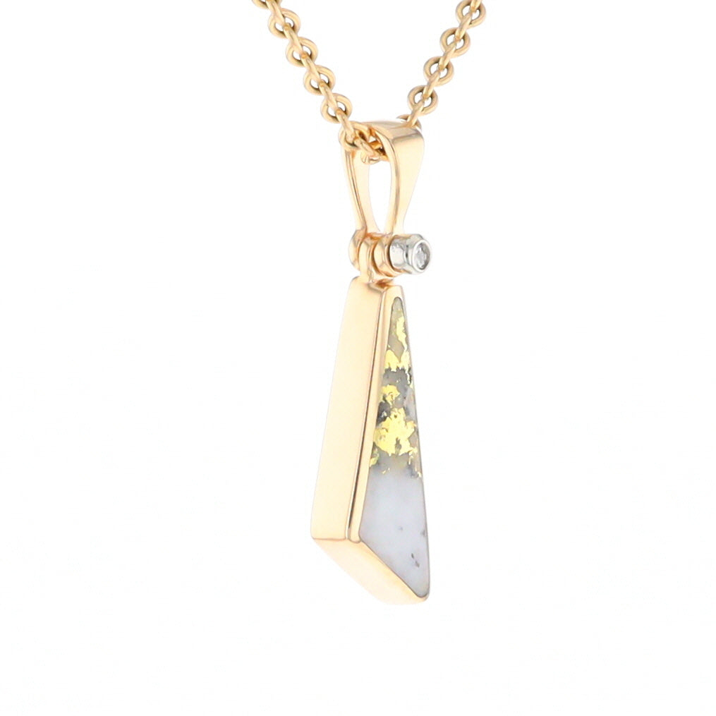 Triangular Gold Quartz Pendant - G2