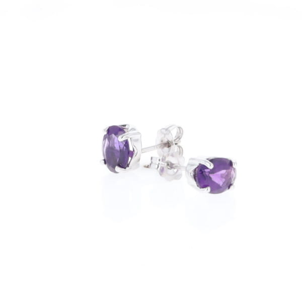 Oval Amethyst Stud Earrings