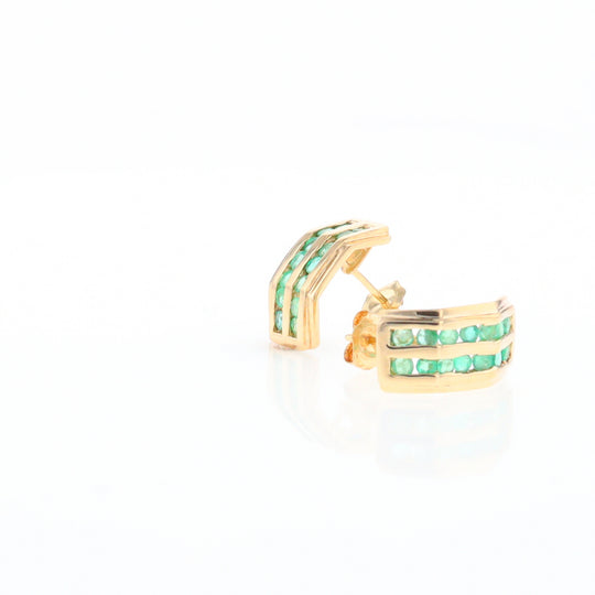 Semi-Hoop Channel Emerald Earrings