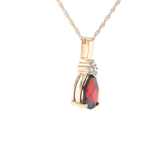 Pear Checkered Garnet Pendant