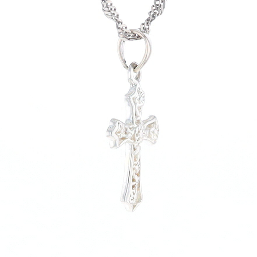 Sterling Silver Flower Cross Pendant