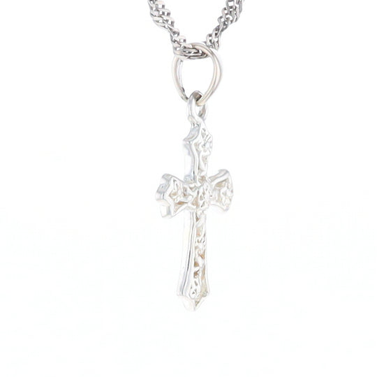 Sterling Silver Flower Cross Pendant