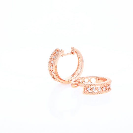 Rose Gold Diamond Hoop Earrings