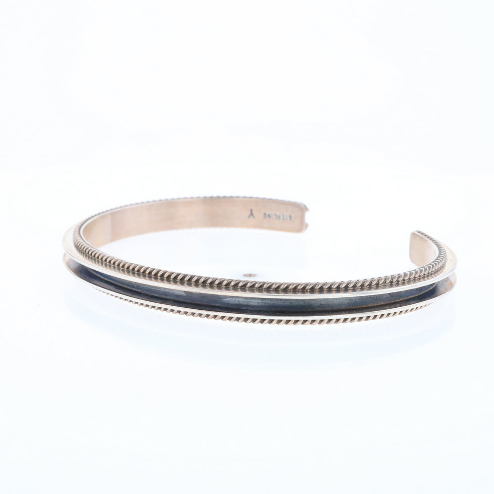 Sterling Silver Blackened Rope Cuff Bracelet