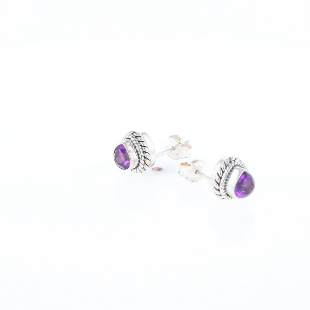 Native Amethyst Pear Stud Earrings