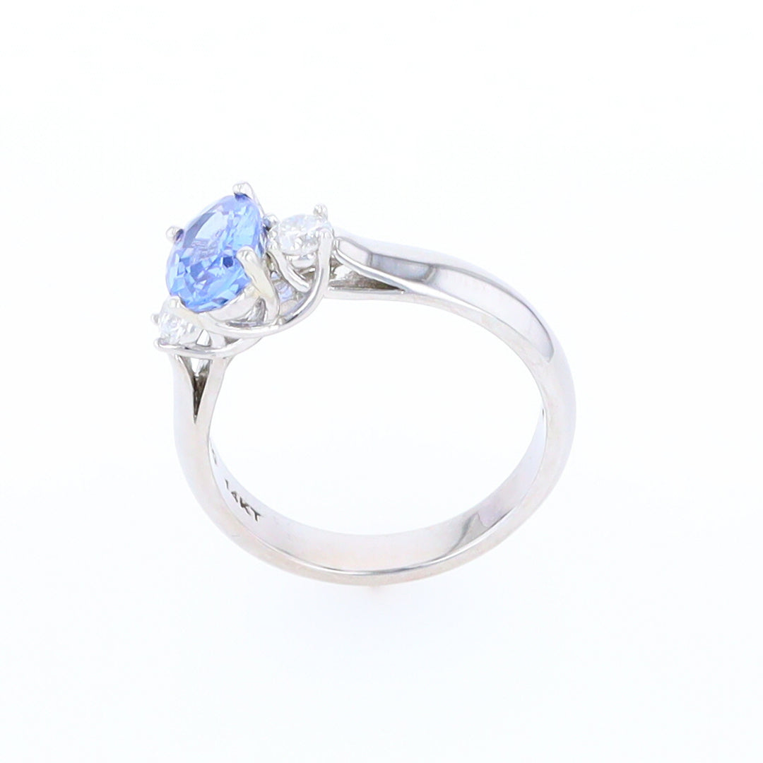 Ceylon Sapphire Three-Stone Trellis Ring