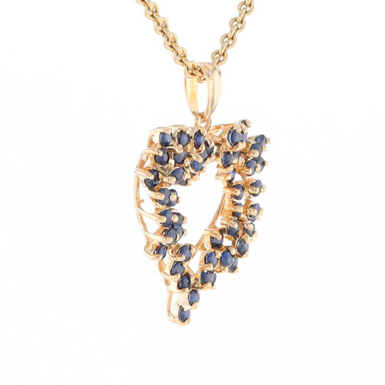 Bursting Sapphire Open Heart Pendant