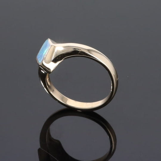 Opal Rings Diamond Shape Inlaid Design