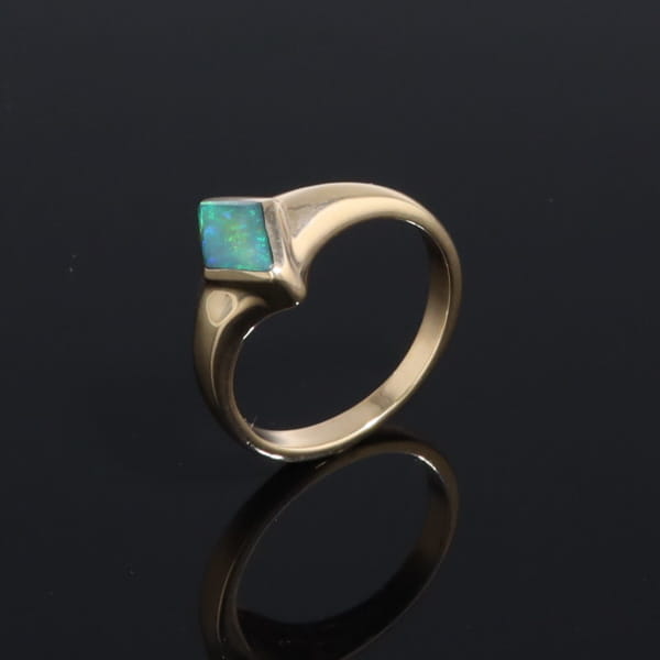 Ethiopian Opal Rings Diamond Shape Inlaid Design