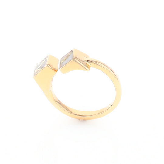 Gold Quartz Ring Wrap Double Square Inlaid Design