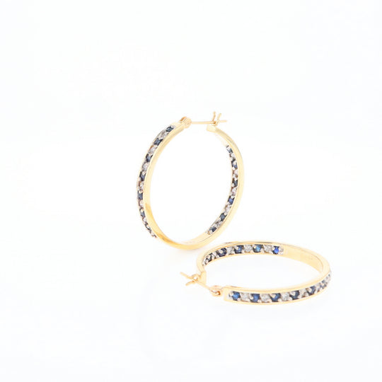 Sapphire & Diamond Hoop Earrings