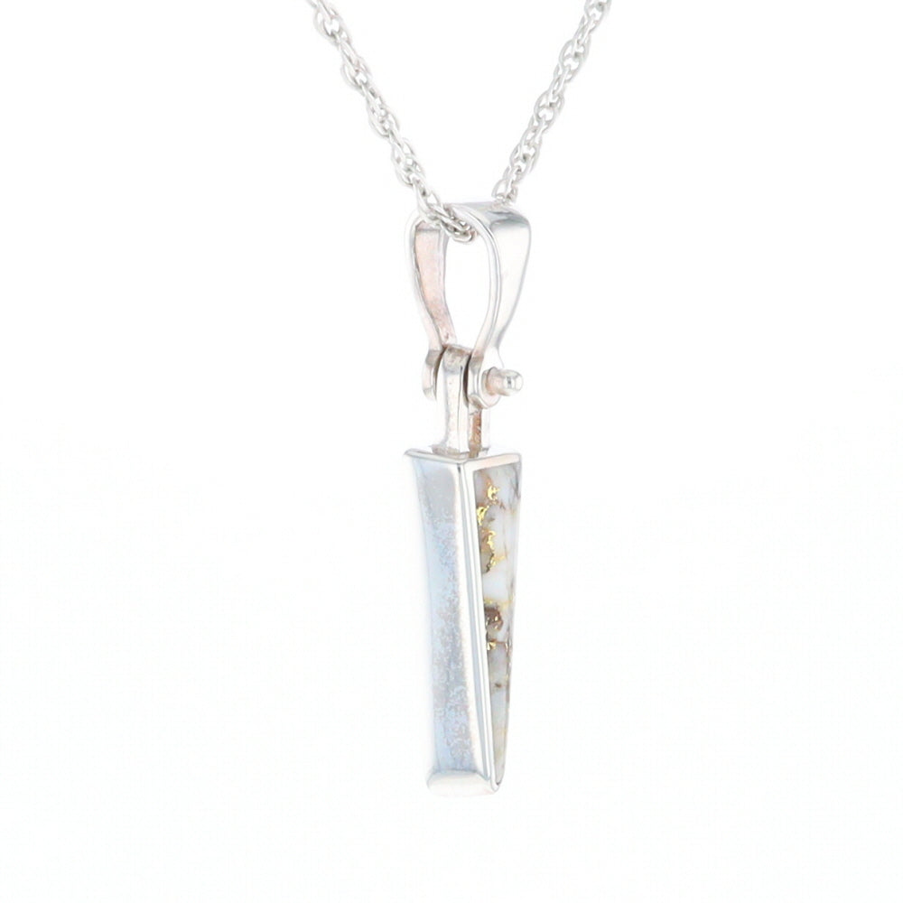 Gold Quartz Upside Down Triangle Pendant