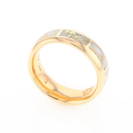 Gold Quartz Ring 8 Rectangle Section Inlaid Eternity Band