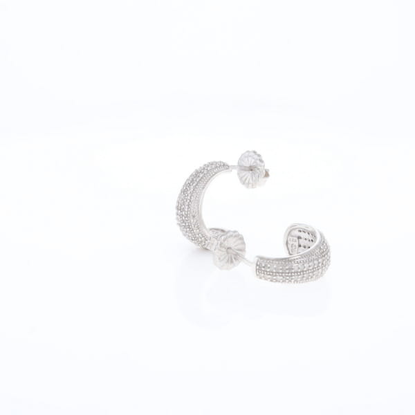 Diamond Half Hoop Stud Earrings