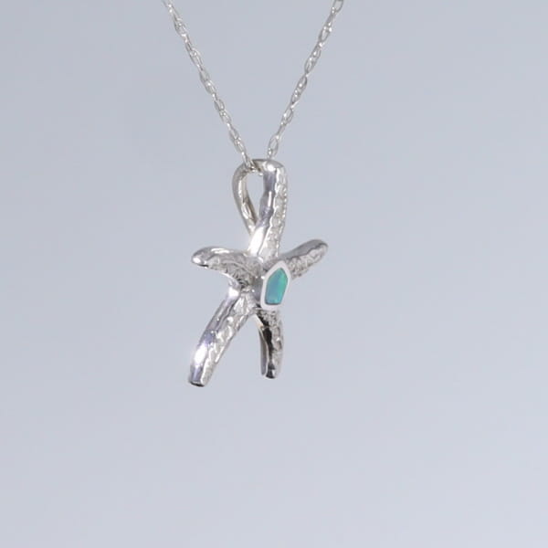 Opal Pendant Inlaid Realistic Star Fish Design