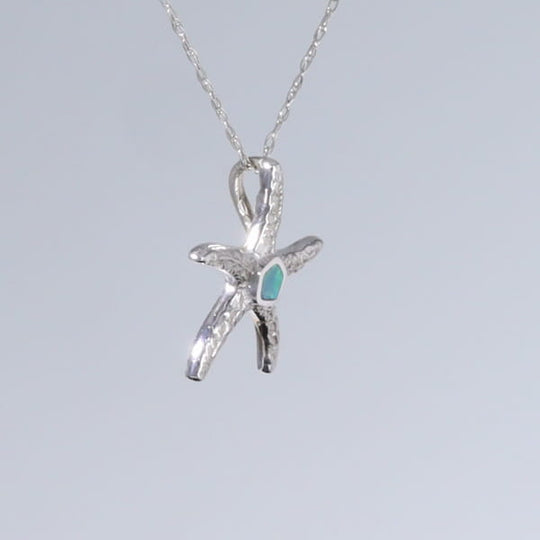 Opal Pendant Inlaid Realistic Star Fish Design