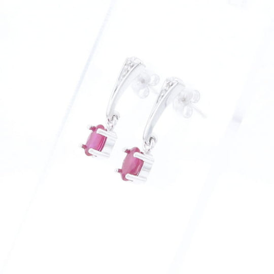 Oval Ruby Dangle Earrings