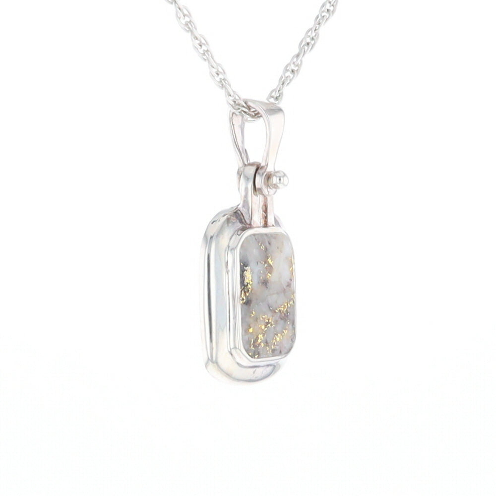 Gold Quartz Rounded Rectangle Pendant