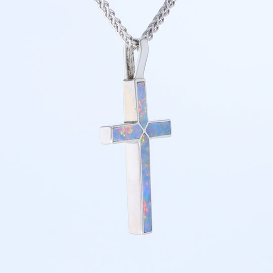 Opal Pendant 4 Section Inlaid Cross