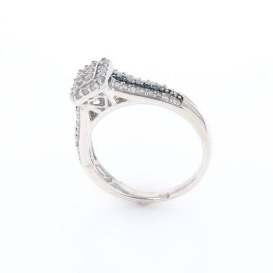 Blue & White Diamond Rectangle Cluster Ring