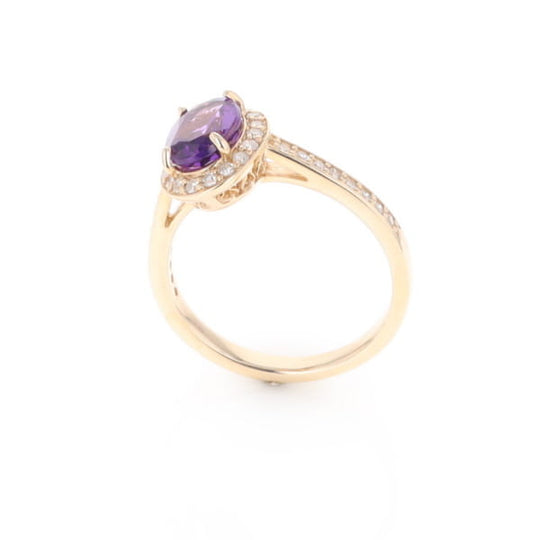 Oval Amethyst with Diamond Halo Ring