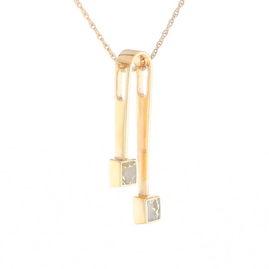 Gold Quartz 2 Square Curved Bar Pendant