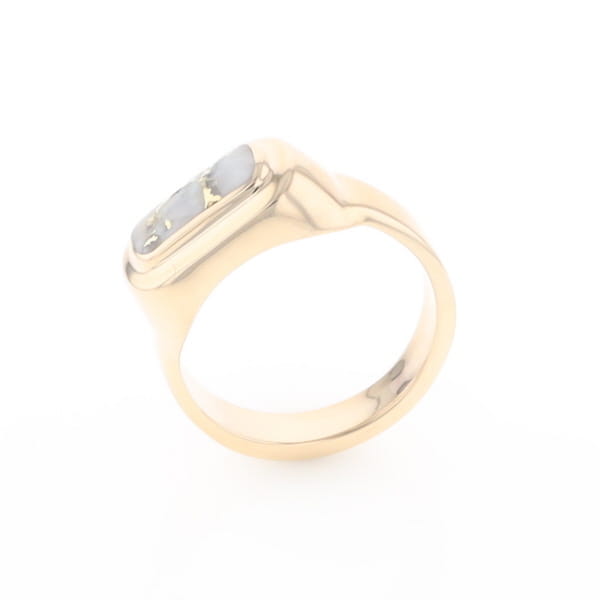Gold Quartz Ring Oval Inlaid Design - G2